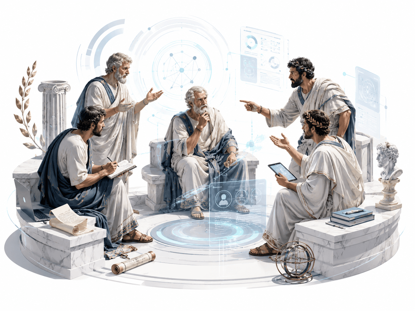 Two AI agents arguing opposing sides of a question